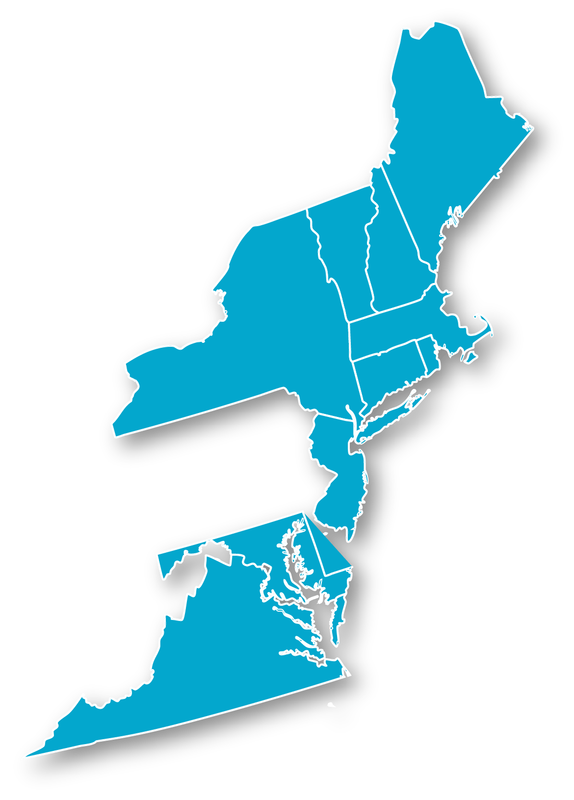 Map of the MAST Sales Group Northeast territory